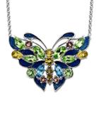 Lord & Taylor Multi-stone Butterfly Necklace In Sterling Silver