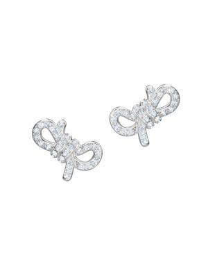 Lifelong Bow Swarovski Crystal Pierced Stud Earrings