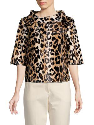 Trina Turk Kailee Leopard-print Faux-fur Top