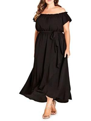 City Chic Plus Ruffle Off-the-shoulder Midi Dress