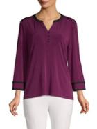 Karl Lagerfeld Paris Split-neck Piping Top