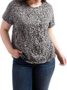 Lucky Brand Plus Plus Leopard-print Cotton Pocket Tee