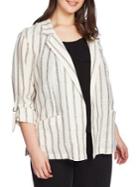 1.state Plus Stripe Linen & Cotton Blend Jacket
