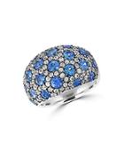 Effy Blue Sapphire, White Sapphire And Sterling Silver Ring