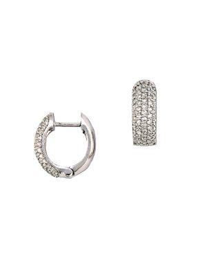 Effy Diamond & 14k White Gold Huggie Hoop Earrings