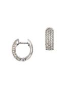 Effy Diamond & 14k White Gold Huggie Hoop Earrings