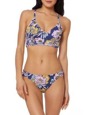 Jessica Simpson Floral Cropped Cami Swim Top