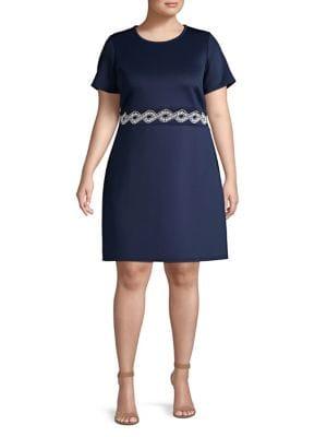 Michael Michael Kors Plus Embellished Waist Scuba Dress