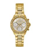 Guess Crystal-trimmed Goldtone Stainless Steel Chronograph Watch