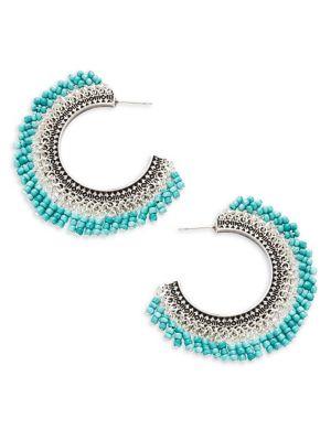 Design Lab Lord & Taylor Beaded C-hoop Earrings