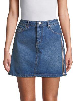 Miss Selfridge Side Stripe Denim Skirt