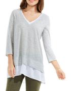 Two By Vince Camuto Double Layer Mix Media V-neck Top