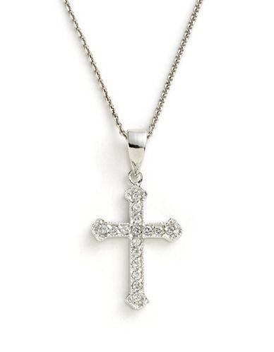Lord & Taylor Sterling Silver And Cubic Zirconia Cross Pendant Necklace