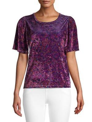 Lucky Brand Printed Stretch Velvet Top