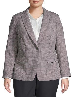 Tahari Arthur S. Levine Plus Plus Textured Plaid Jacket