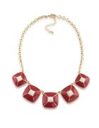 1st And Gorgeous Enamel Pyramid Pendant Statement Necklace In Crimson And White