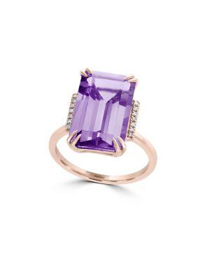 Effy Viola 14k Rose Gold, Diamond & Pink Amethyst Ring