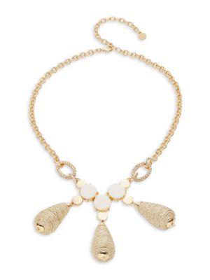 Design Lab Lord & Taylor Triple Beaded Wrap Drop Statement Necklace