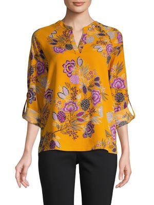Lord And Taylor Separates Floral V-neck Top