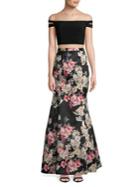 Blondie Nites Two-piece Off-the-shoulder Top And Floral Skirt