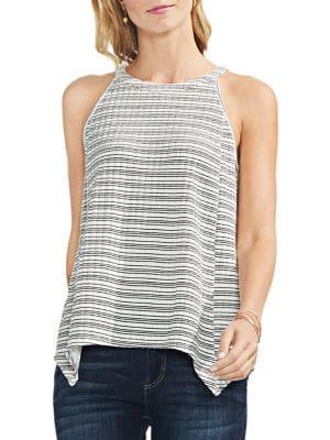 Vince Camuto Petite Tropic Heat Sharkbite Sleeveless Blouse