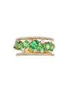 Marco Moore 14k Yellow Gold, Green Garnet & 0.34 Tcw Diamond Ring