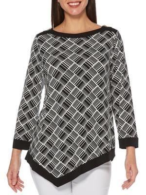 Rafaella Geometric-print Long-sleeve Tunic