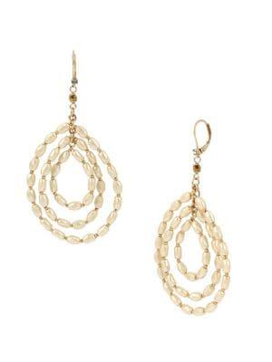Miriam Haskell Floral Goldtone, White Baroque Faux Pearl And Crystal Gypsy Hoop Earrings