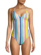 Nanette Lepore Amalfi Striped Cutout One-piece Swimsuit