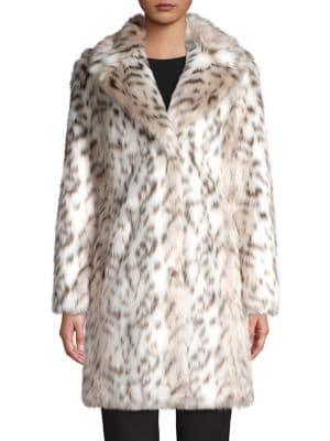 Karl Lagerfeld Paris Leopard Printed Faux-fur Coat