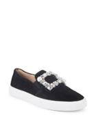 Karl Lagerfeld Paris Evelyn Embellished Leather Sneakers