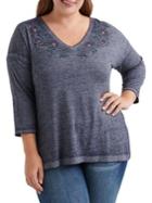 Lucky Brand Plus Floral-print V-neck Top
