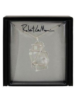 Robert Lee Morris Silvertone And Wrapped Stone Pendant Necklace In Gift Box