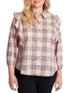 Jessica Simpson Sadie Double Ruffle Button Up Top
