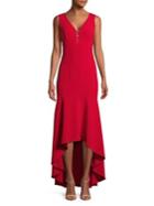 Karl Lagerfeld Paris Beaded V-neck Hi-lo Gown