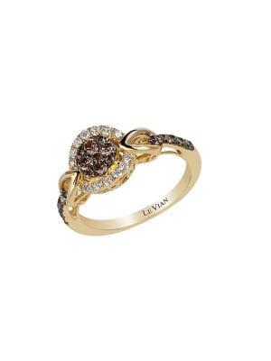 Le Vian Chocolatier 14k Honey Gold, Vanilla & Chocolate Diamonds Statement Round Ring