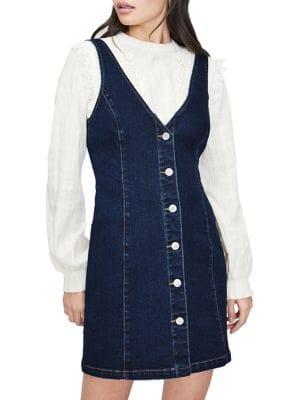 Miss Selfridge Button Front Pinafore Dress