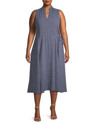 Anne Klein Plus Splitneck Drawstring Midi Dress