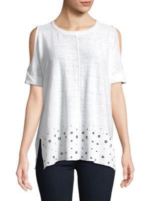 Donna Karan Cold-shoulder Embellished Top