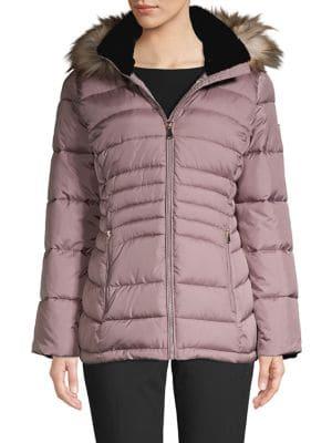 Calvin Klein Faux Fur-trim Puffer Coat