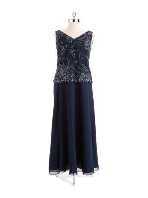 J Kara Plus Sequin Gown And Bolero Jacket Two Piece Set