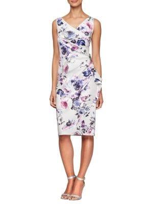 Alex Evenings Floral-print Sleeveless Sheath Dress