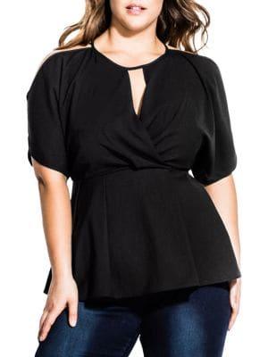 City Chic Plus Cold-shoulder Roundneck Top