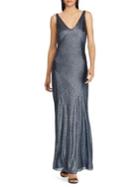 Lauren Ralph Lauren Metallic Sleeveless Slim-fit Gown