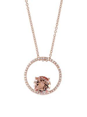 Effy Blush Morganite, Diamond And 14k Rose Gold Pendant Necklace