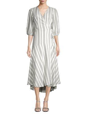 Calvin Klein Striped Wrap Front Dress