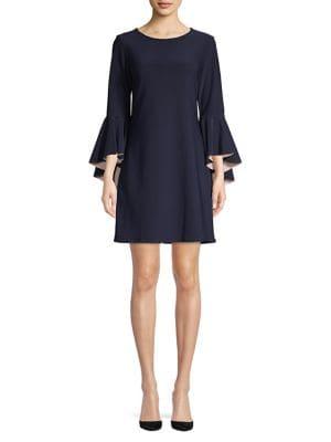 Laundry By Shelli Segal Reversible Ruffled-sleeve Shift Dress
