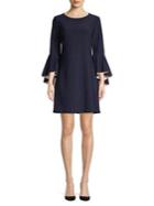 Laundry By Shelli Segal Reversible Ruffled-sleeve Shift Dress