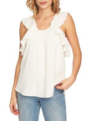 1.state Ruffle Edge Crossback Cotton Top