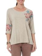 Democracy Floral-embroidered Heathered Top